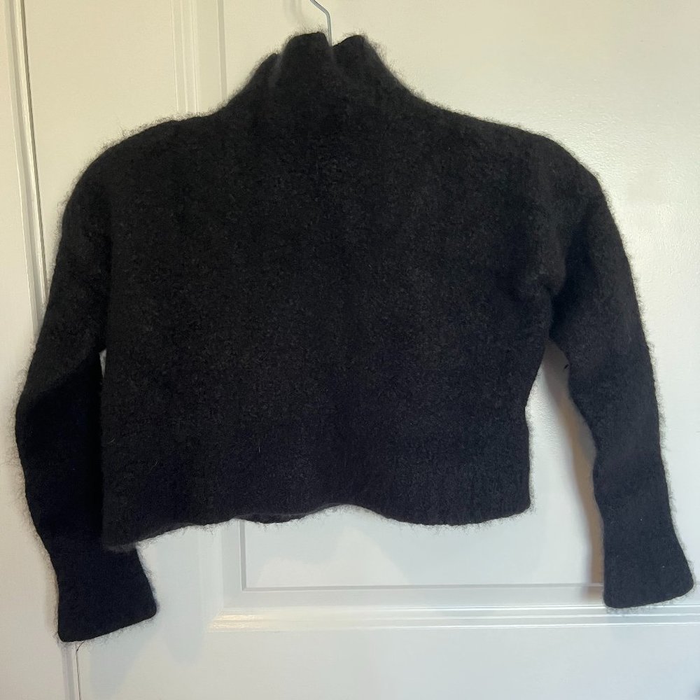 Black Milly Cashmere Mockneck Cropped Sweater | Size P